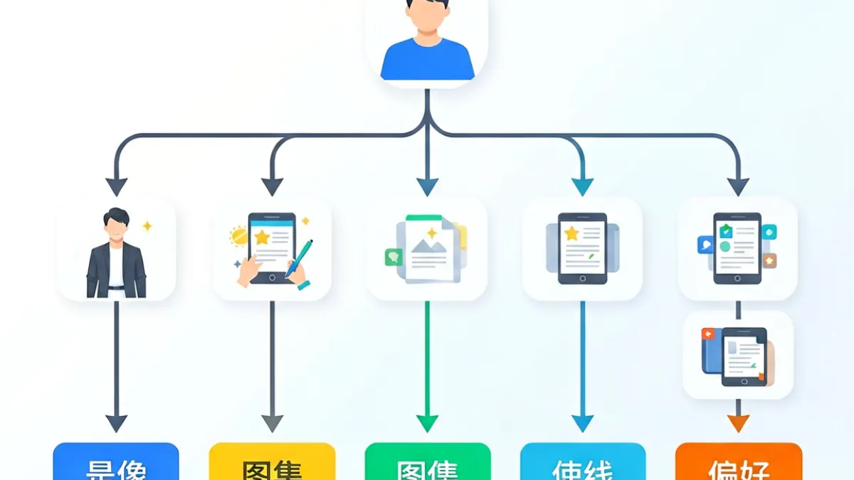 用户在不同使用场景下选择色花堂或其他同类平台的决策路径示意，包含演员追踪和移动端浏览等典型场景